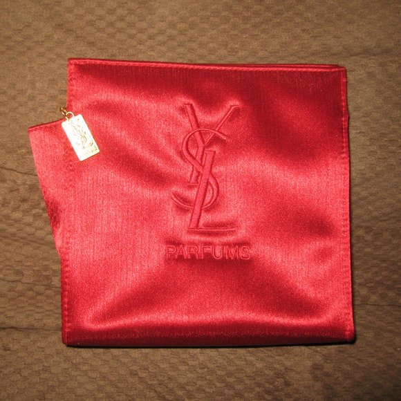❤️4 YSL YVES SAINT LAURENT PARFUMS RED -CHARCOAL BLACK TOP HANDLE COSMETIC CASES - Picture 3 of 16